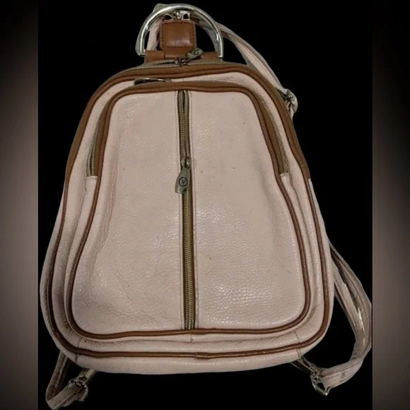 Valentina Italian Genuine Pebbled Pink Leather Backpack  display picture 2